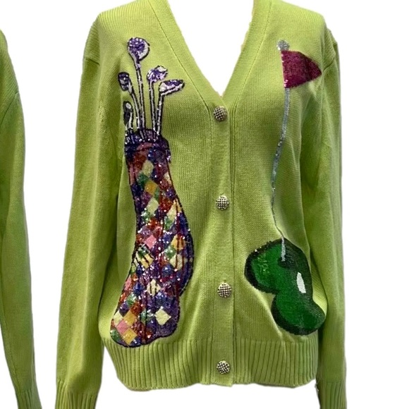 NWT QUEEN OF SPARKLES “Queen of the green” cardigan - Picture 3 of 4